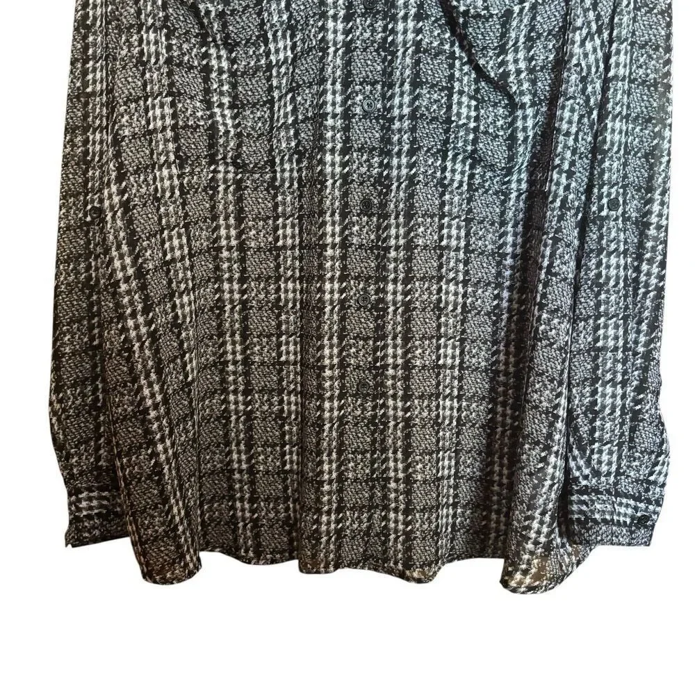 Michael Kors Top Women 2X Multicolor Houndstooth Button Up Shirt Collared Blouse - Picture 4 of 9